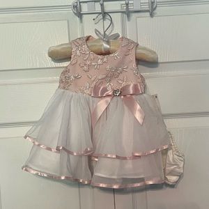 Rare Editions Pink and Silver party dress, 0-3mo NWT